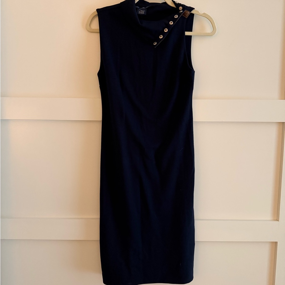 Ralph Lauren Blue Sleeveless Sheath Midi Dress